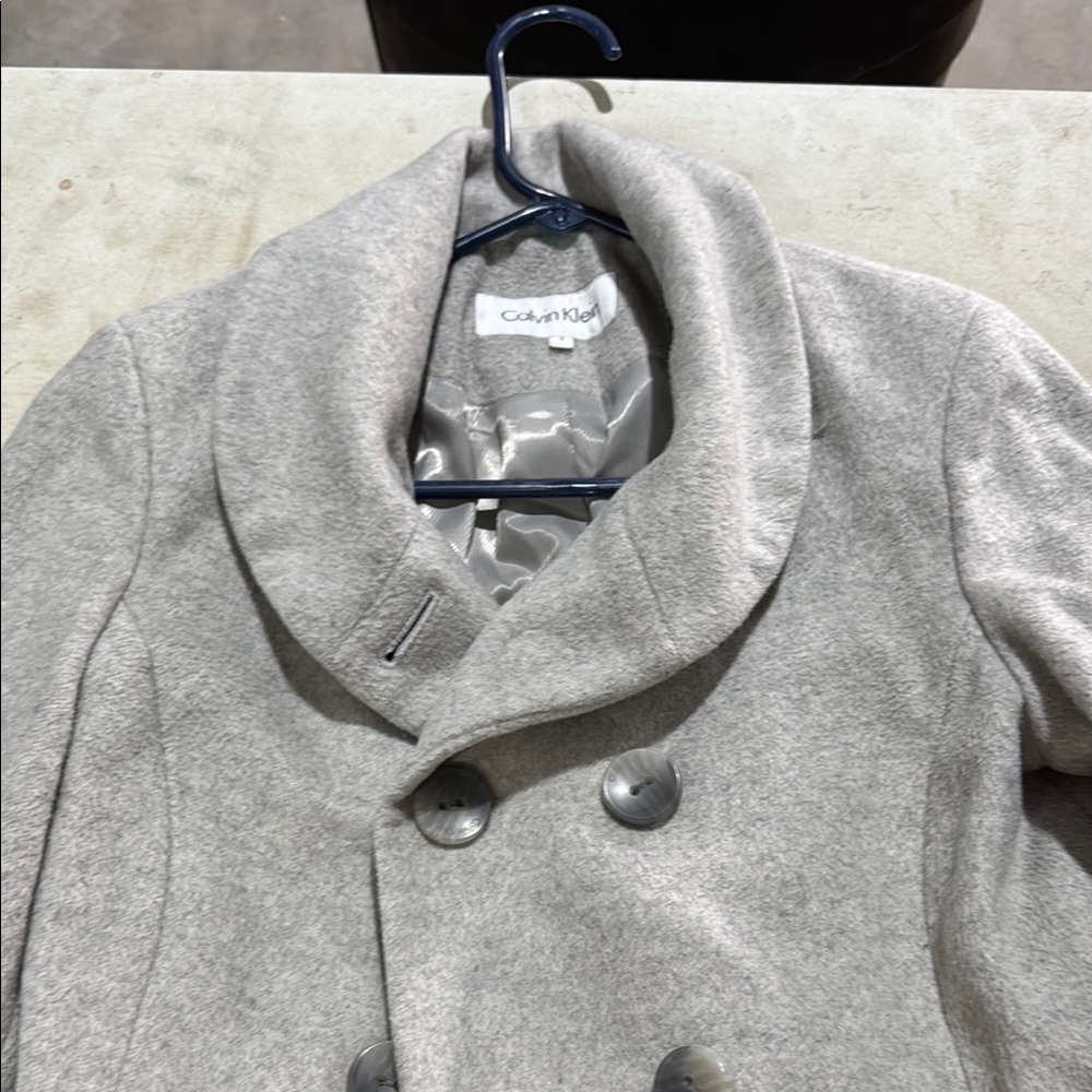 Calvin Klein Light Gray Double-Breasted Coat